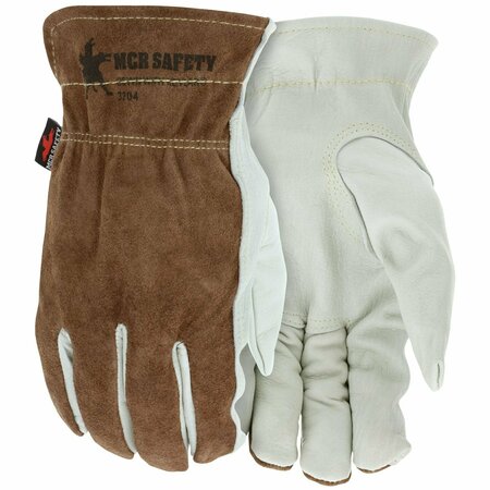 MCR SAFETY Gloves, Cow Grain Drvr/Split Back Kevlar Lined. XXL, 12PK 3204KXXL